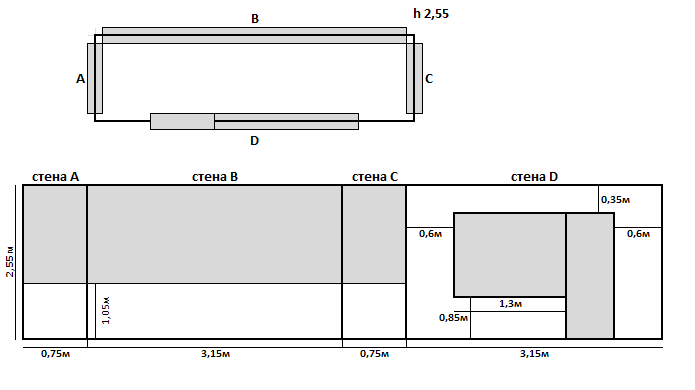 Схема типичного балкона в хрущевке